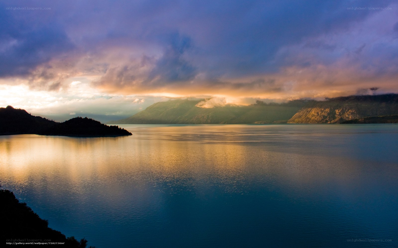 Sunset over a serene lake