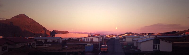 sunset over a small town