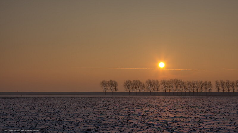 Sunset over a snowy field