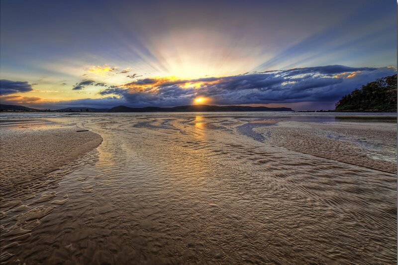 Sunset over a tidal flat