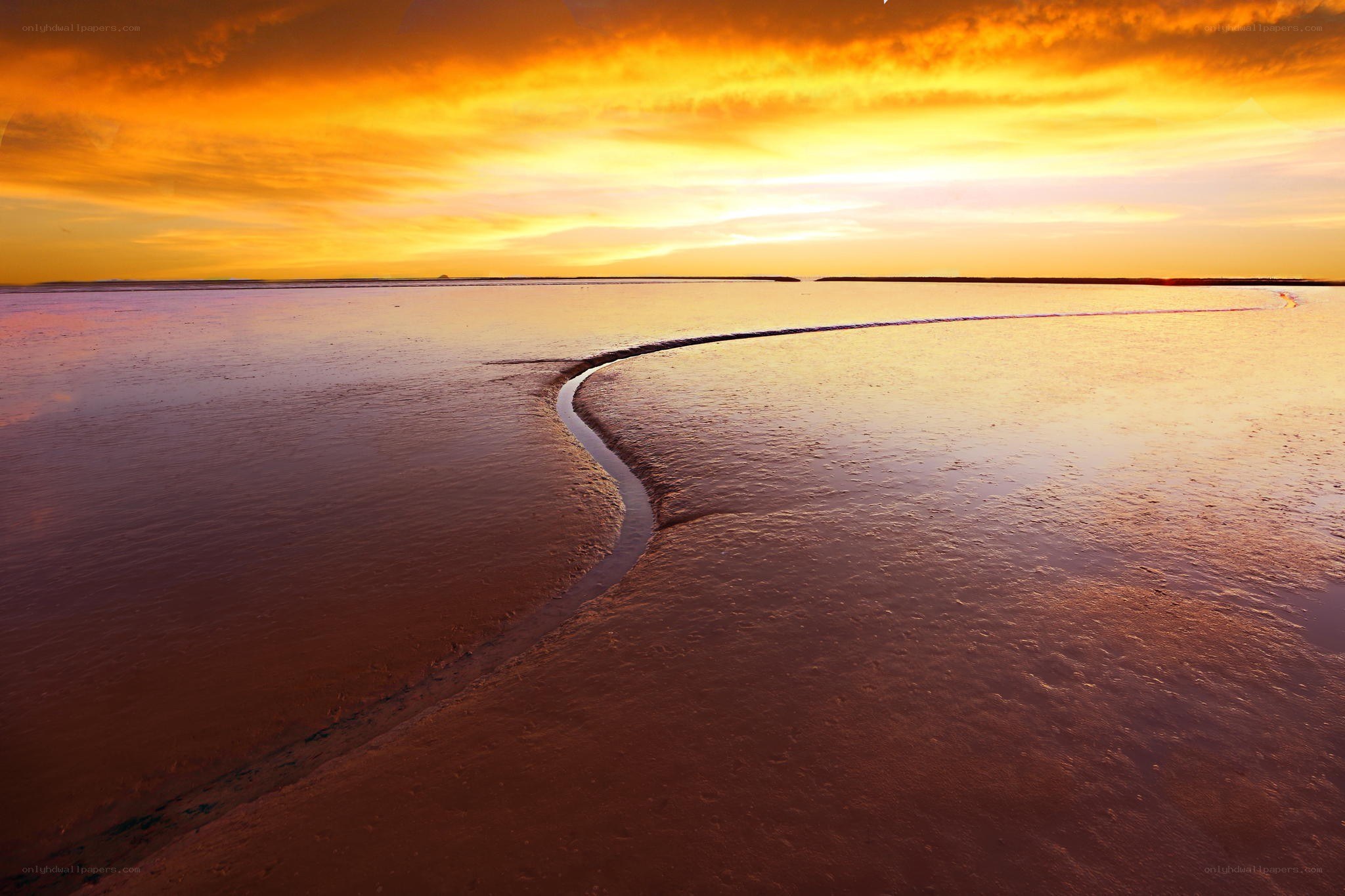 Sunset over a tidal flat