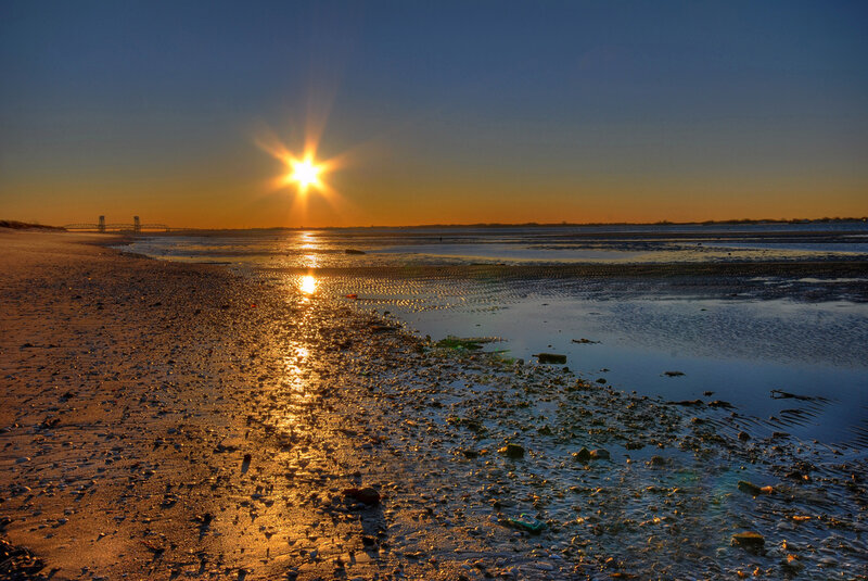 Sunset over a tidal flat