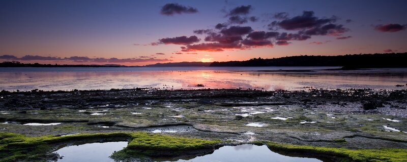 Sunset over a tidal flat