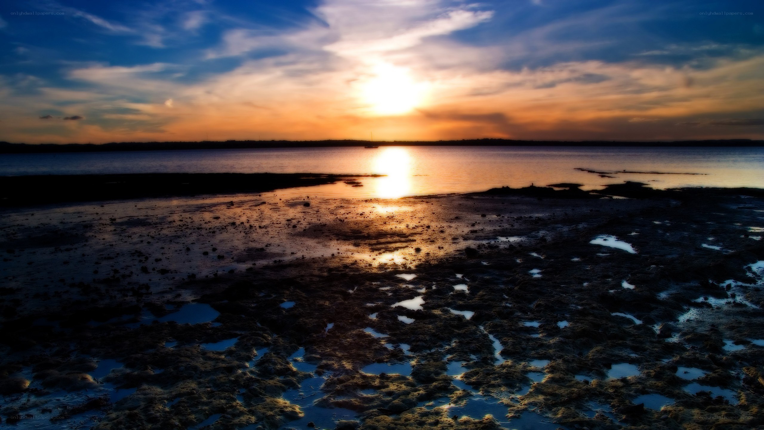sunset over a tidal flat