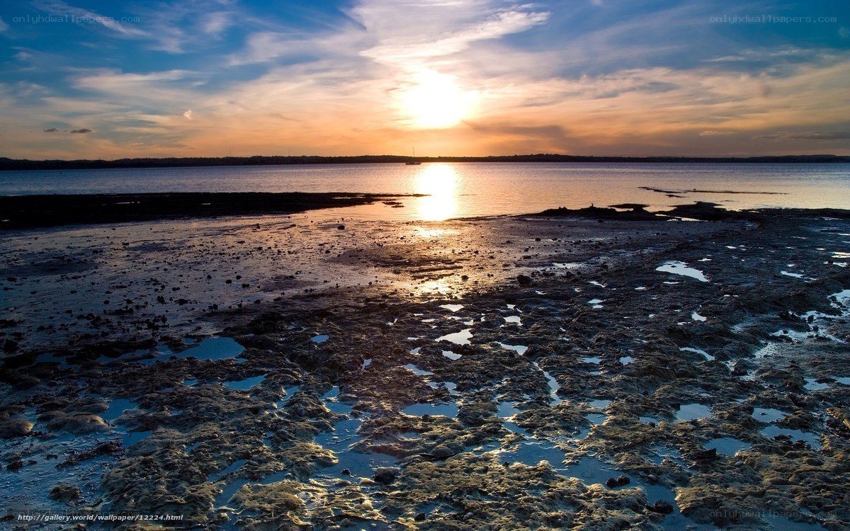 Sunset over a tidal flat