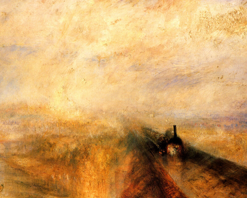 Sunset over a train