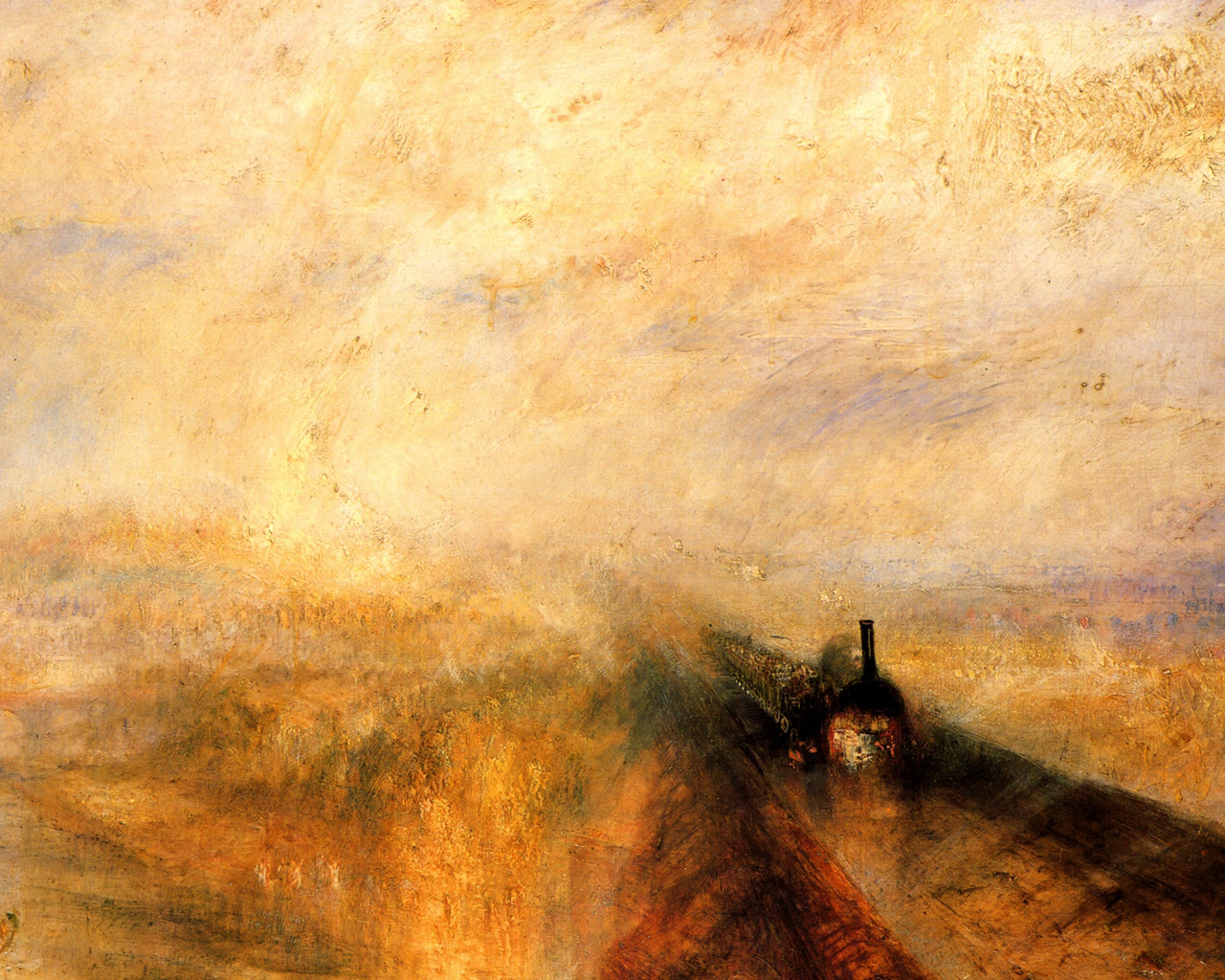 Sunset over a train