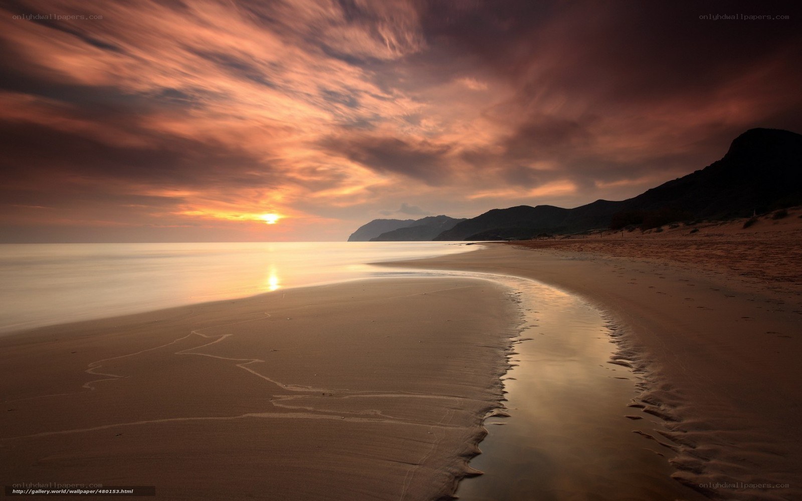 Sunset over a tranquil beach