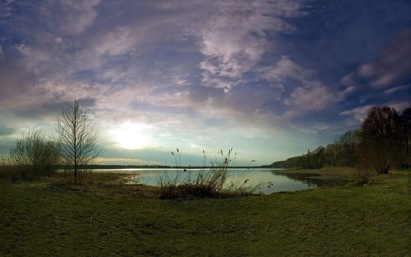 Sunset over a tranquil lake