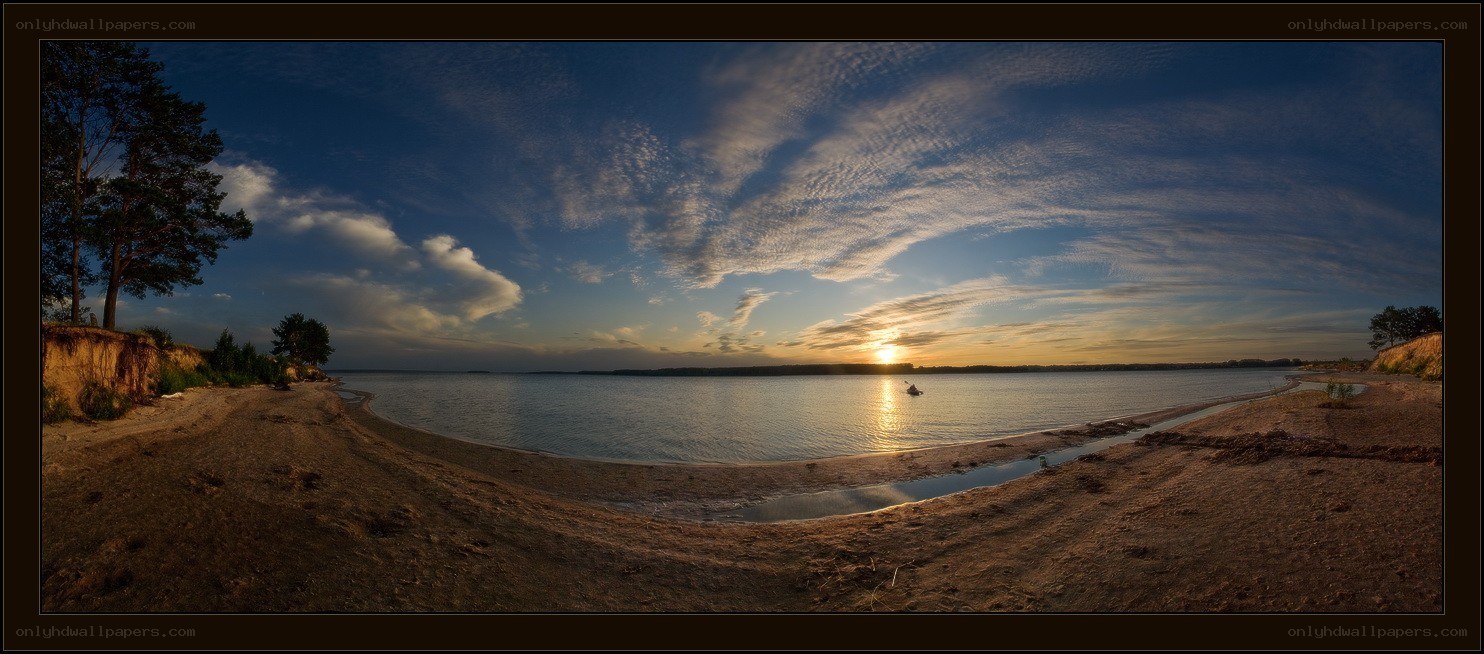 Sunset over a tranquil lake