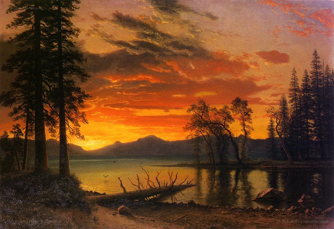 Sunset over a tranquil lake
