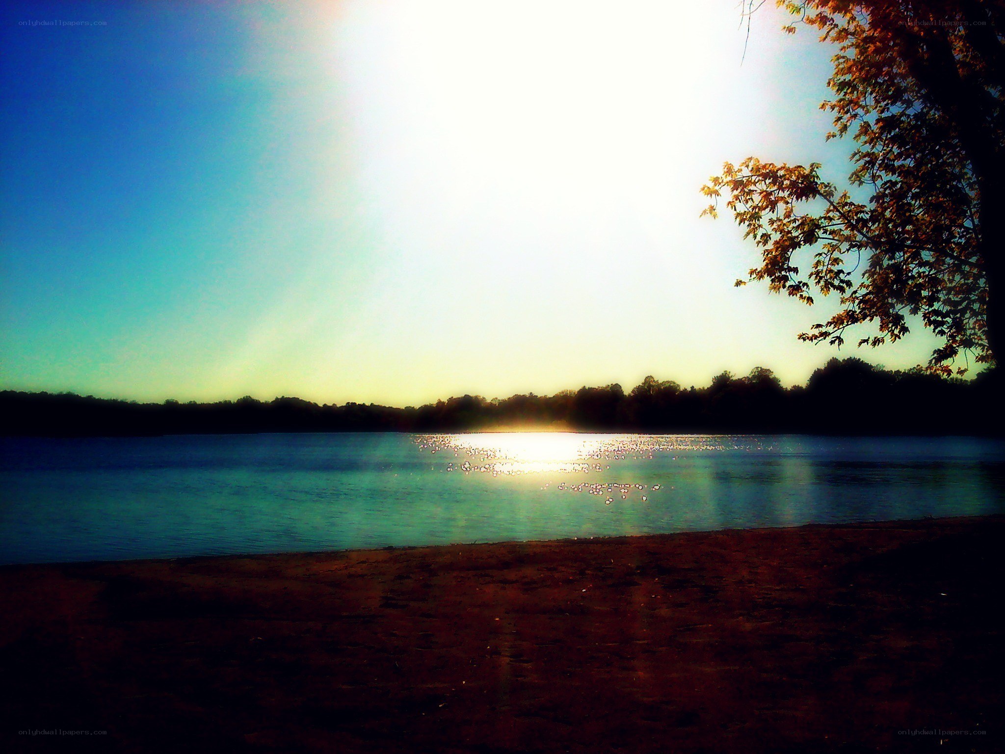 Sunset over a tranquil lake