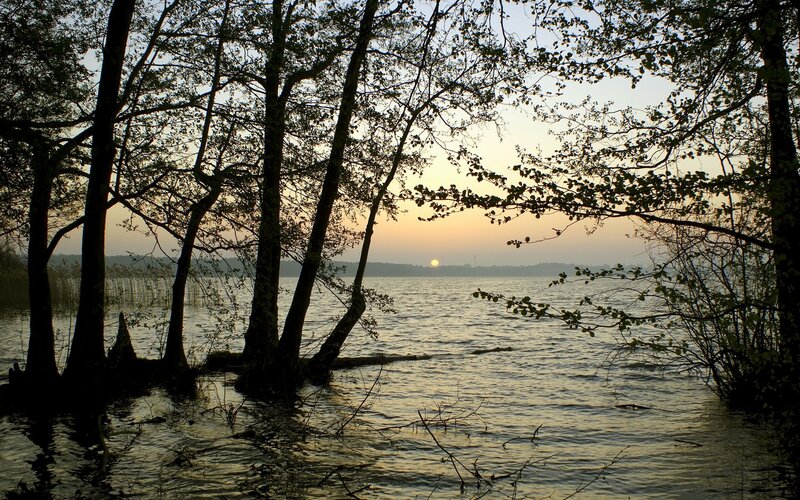 Sunset over a tranquil lake
