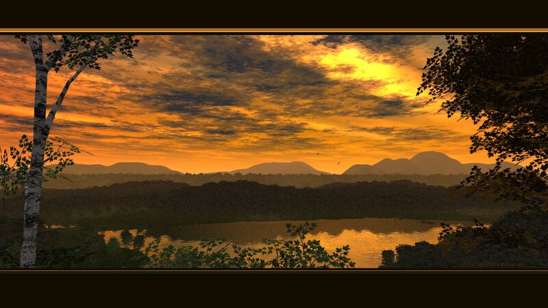 Sunset over a tranquil lake