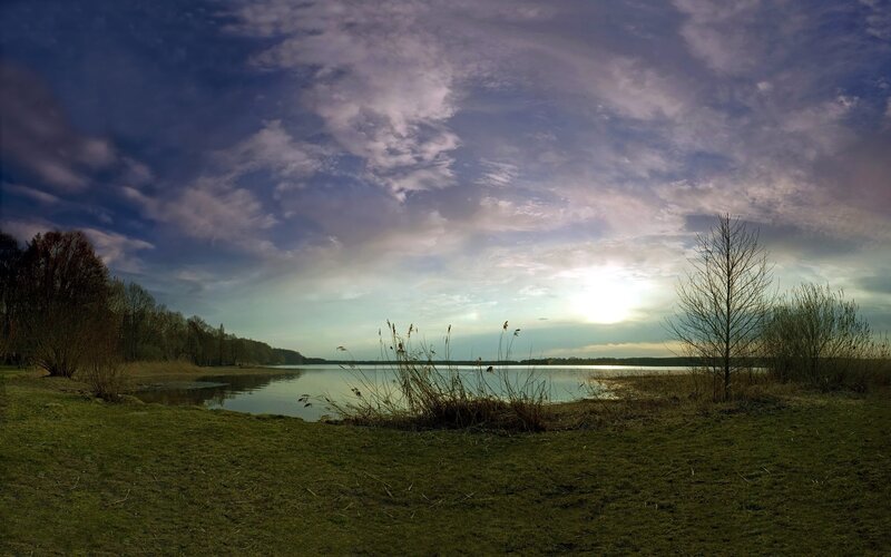 Sunset over a tranquil lake
