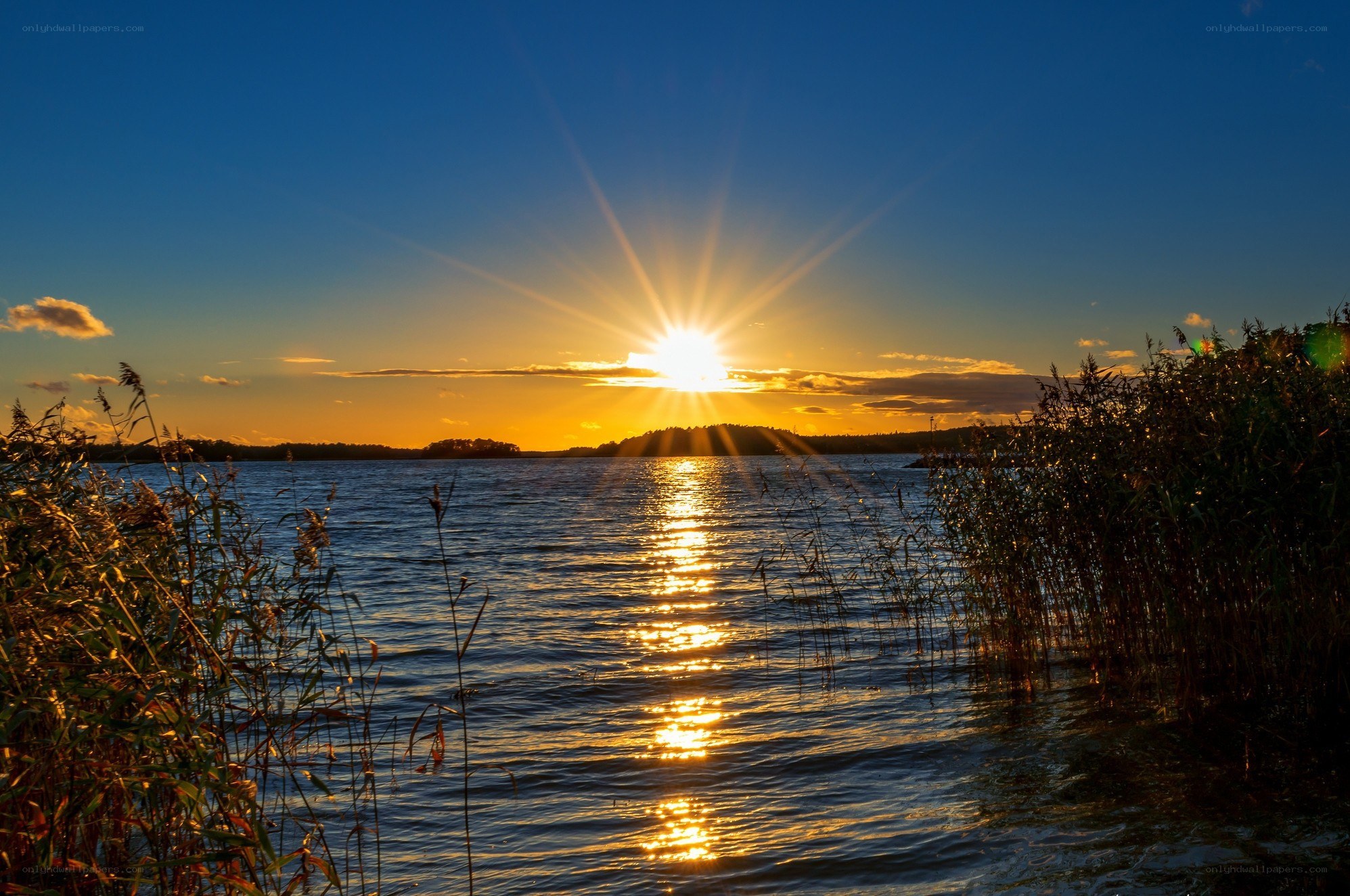 Sunset over a tranquil lake