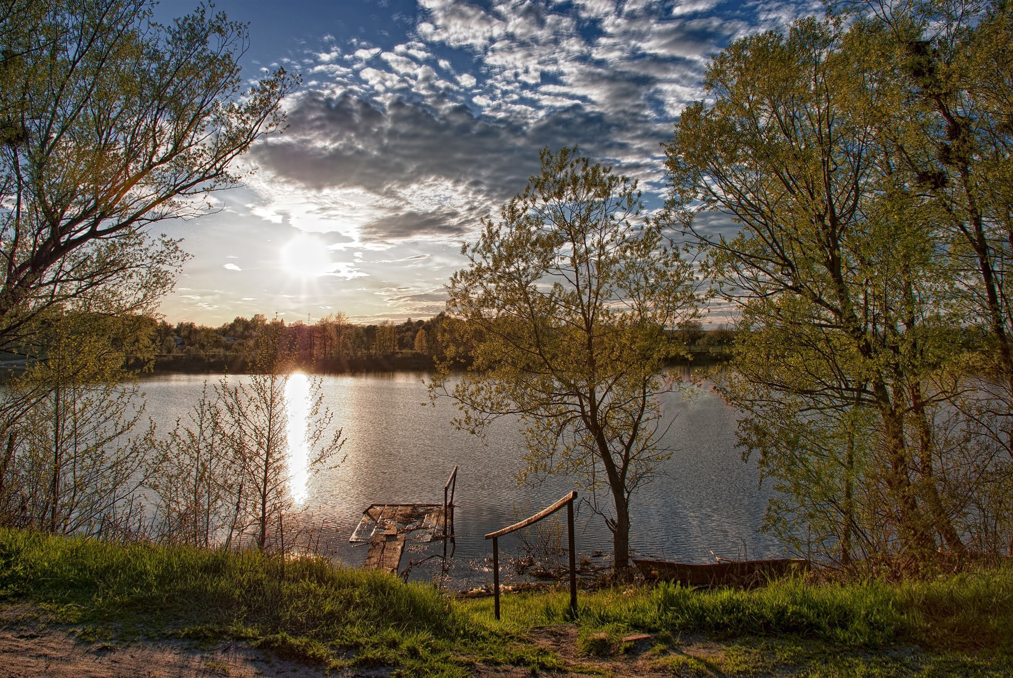 Sunset over a tranquil lake