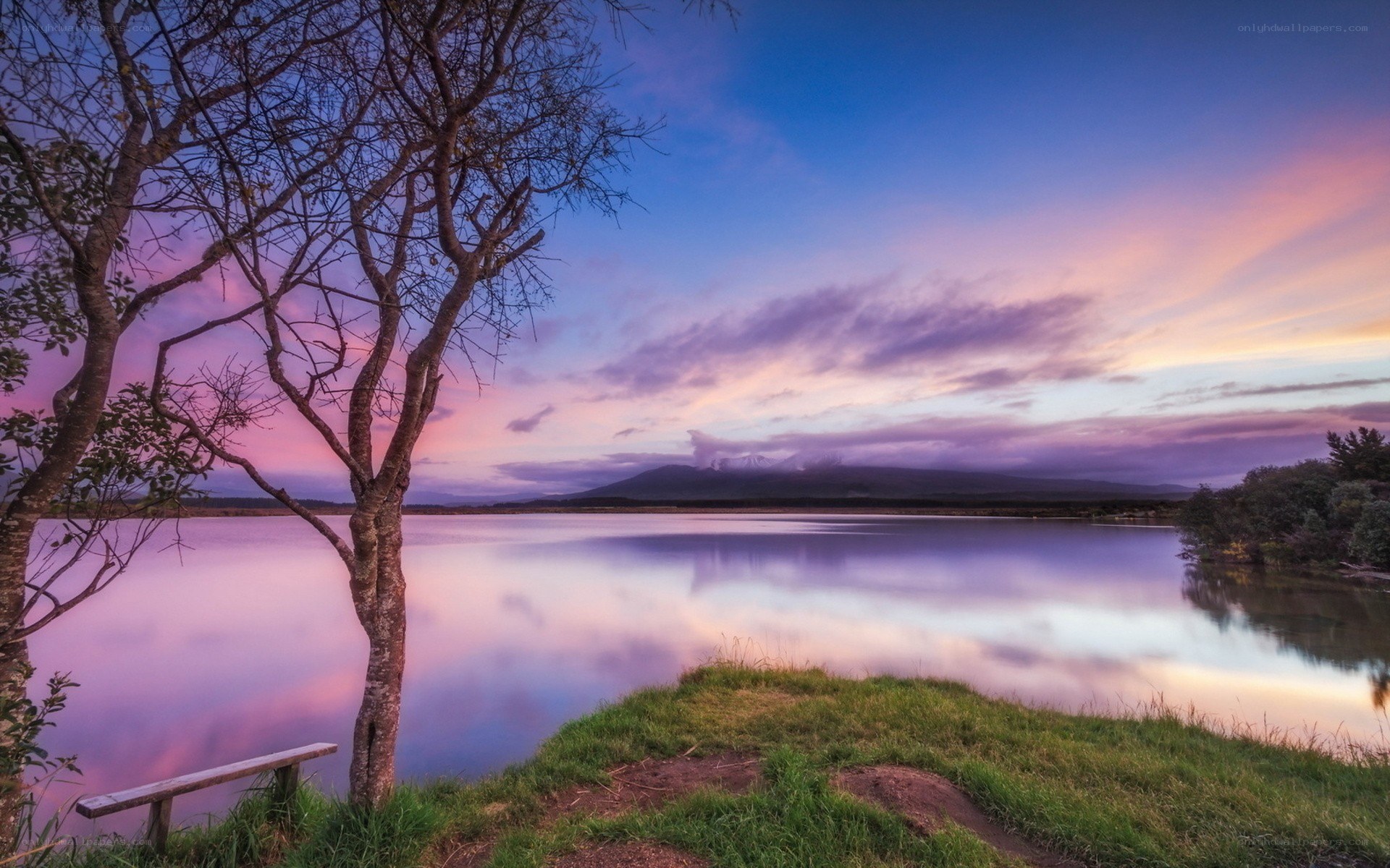 Sunset over a tranquil lake