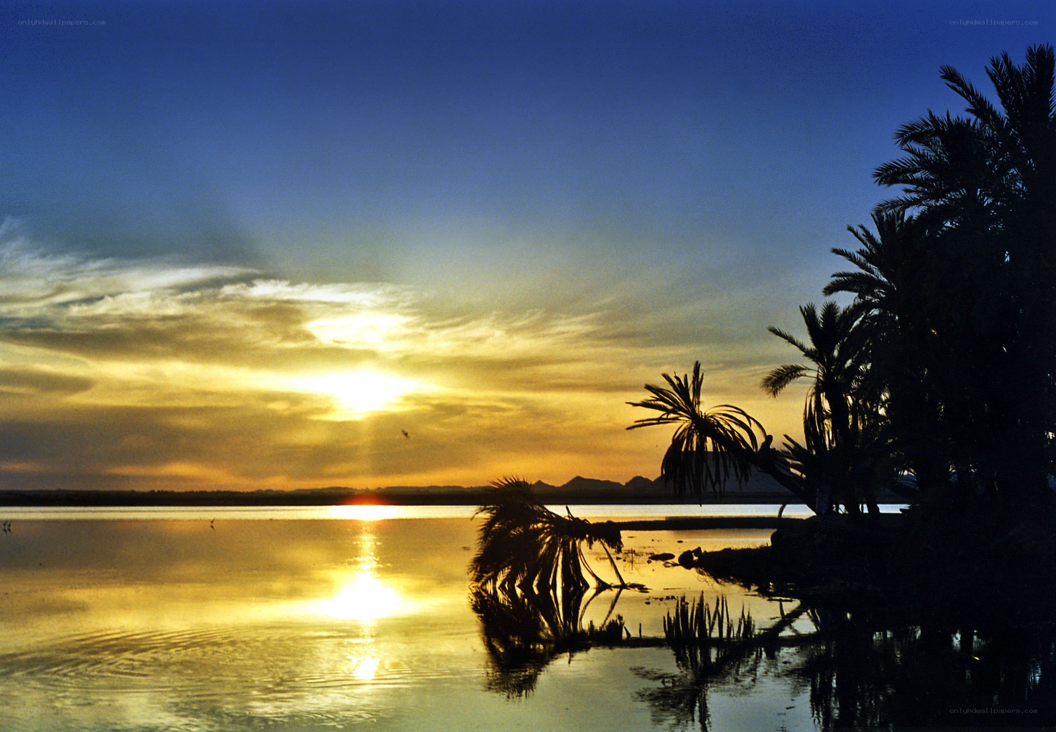 Sunset over a tranquil lake