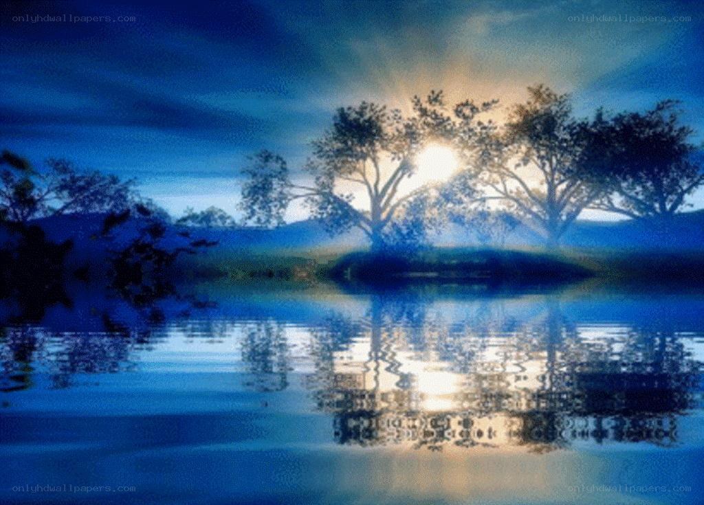 Sunset over a tranquil lake