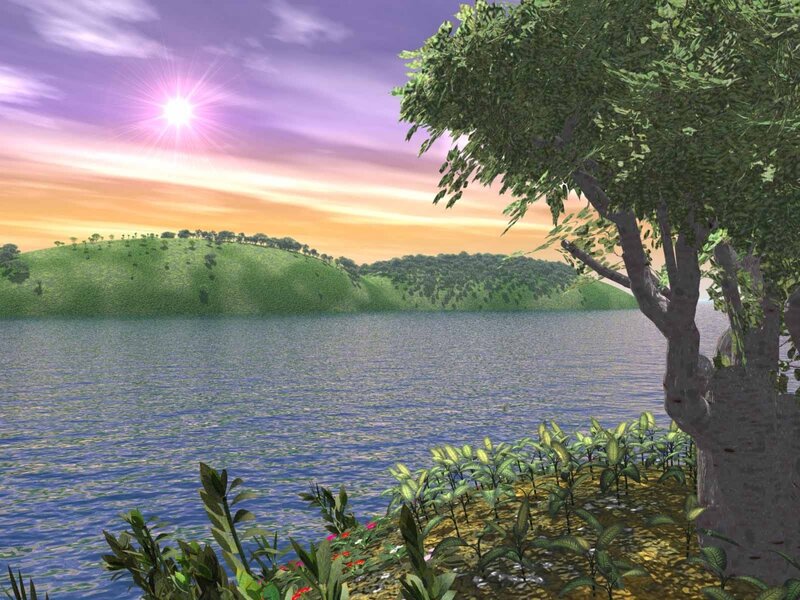 Sunset over a tranquil lake