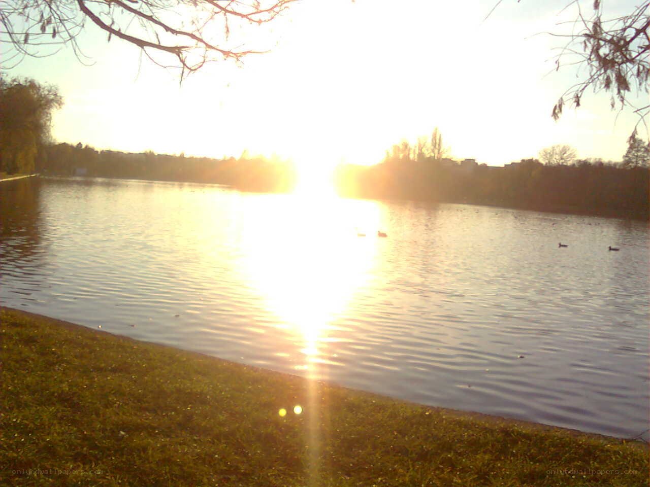 Sunset over a tranquil lake