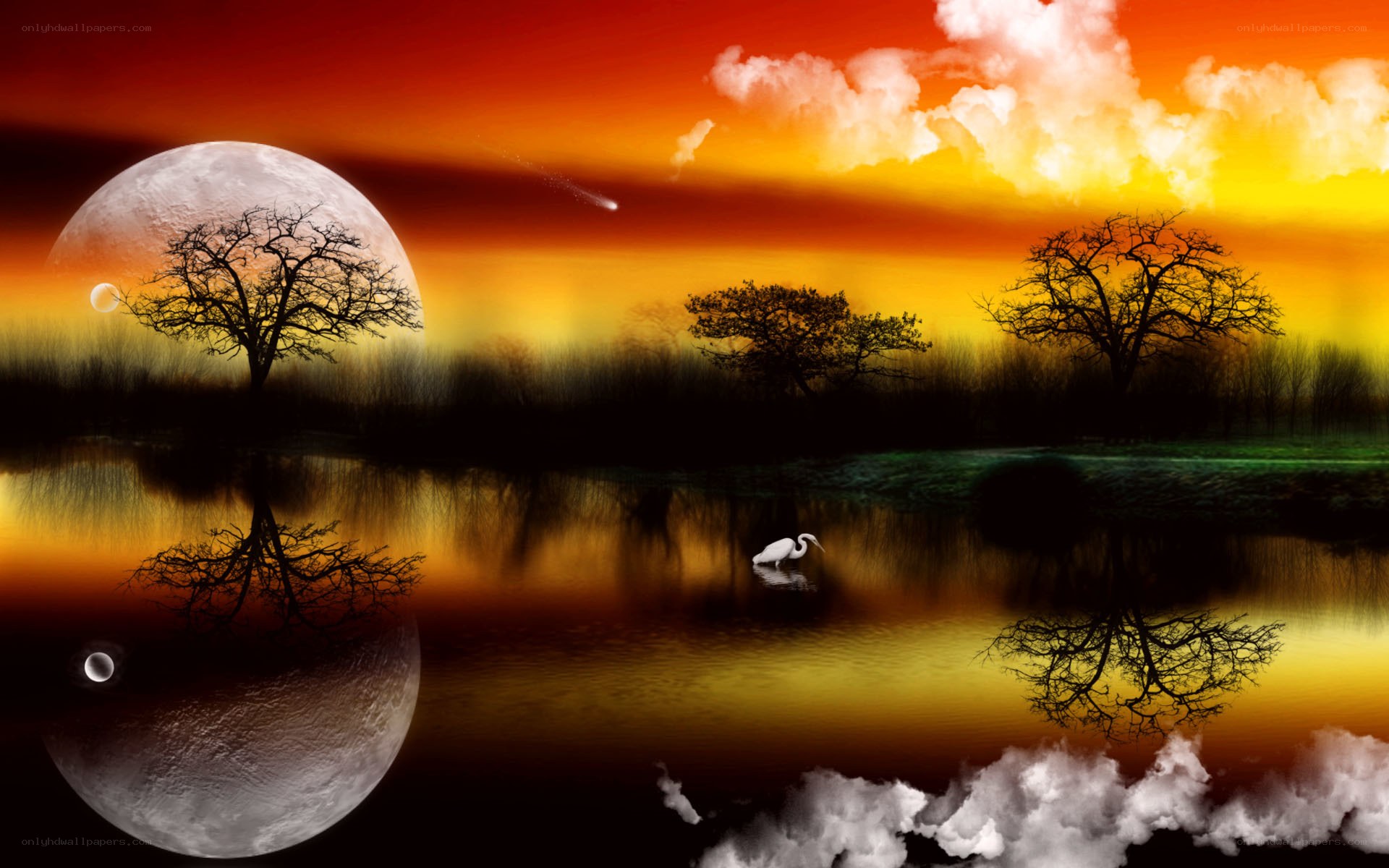 sunset over a tranquil lake