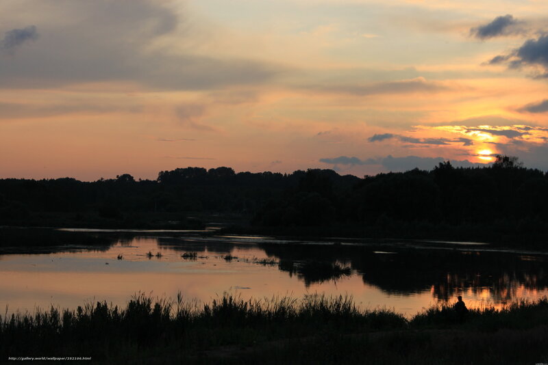 Sunset over a tranquil lake