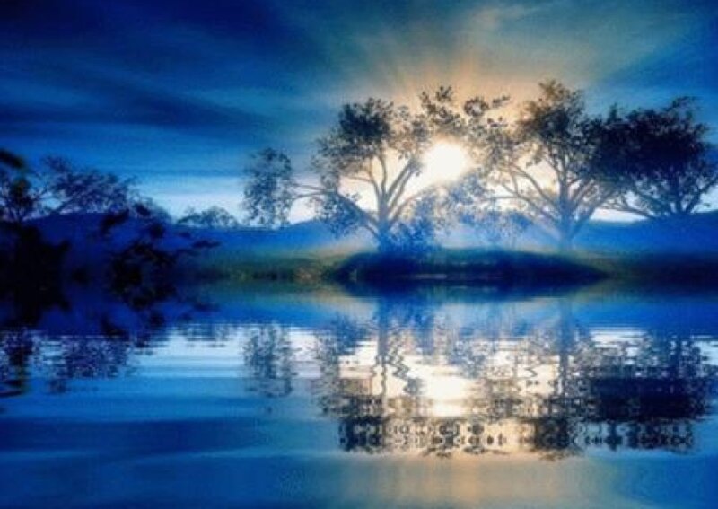 Sunset over a tranquil lake