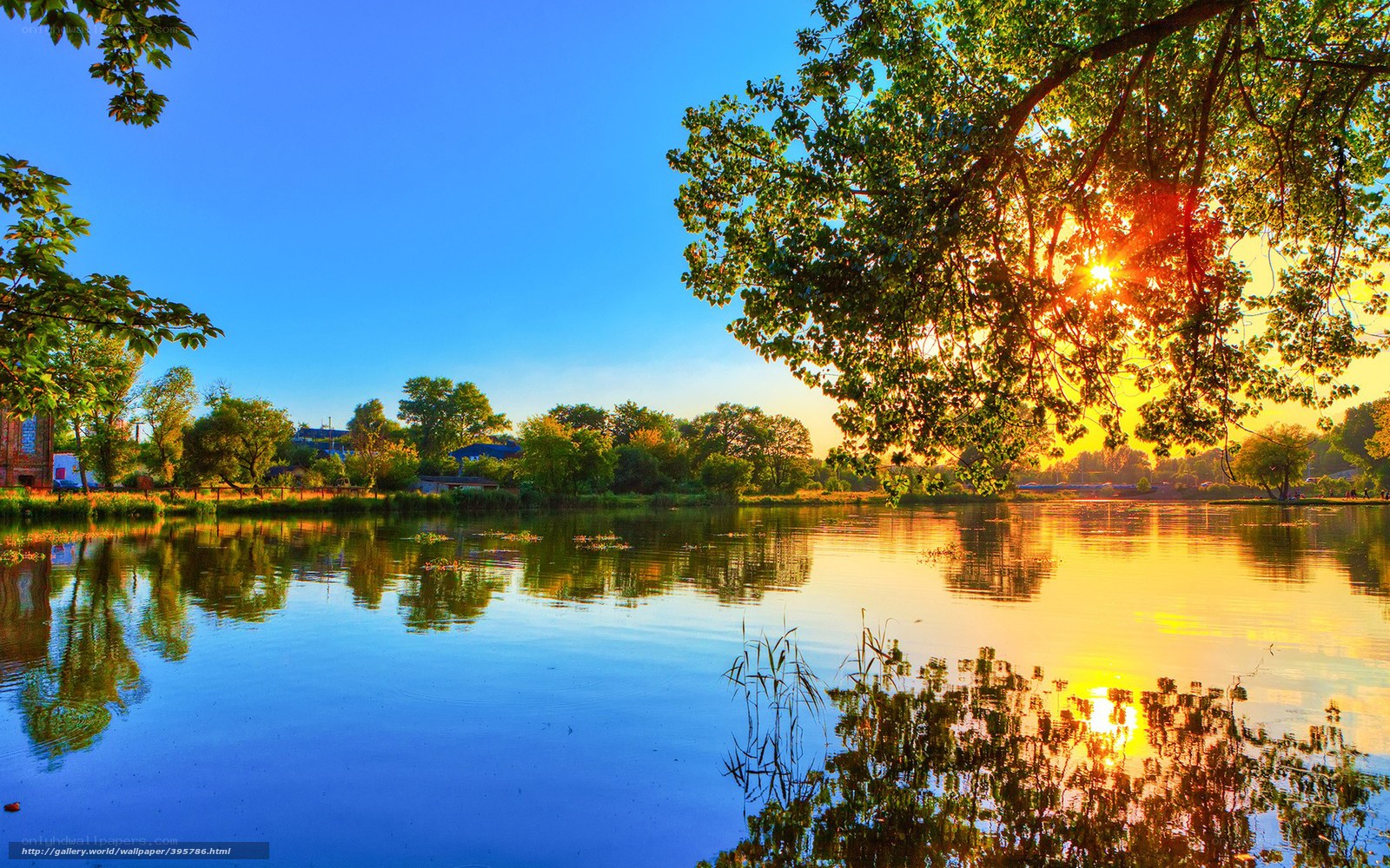 Sunset over a tranquil lake