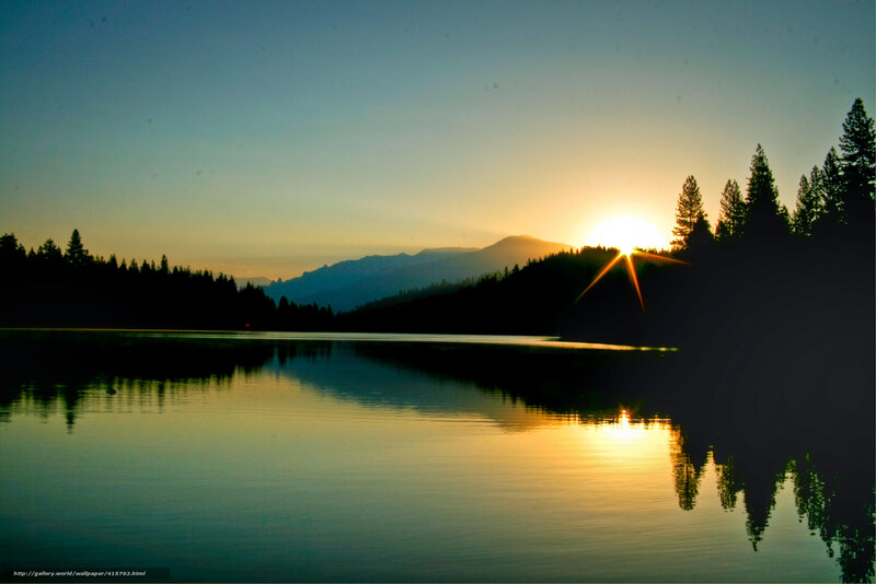 Sunset over a tranquil lake