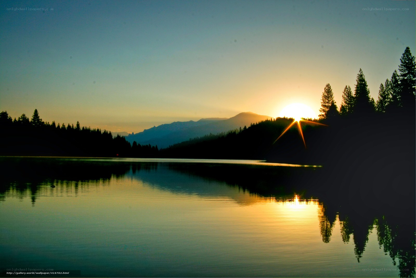 Sunset over a tranquil lake