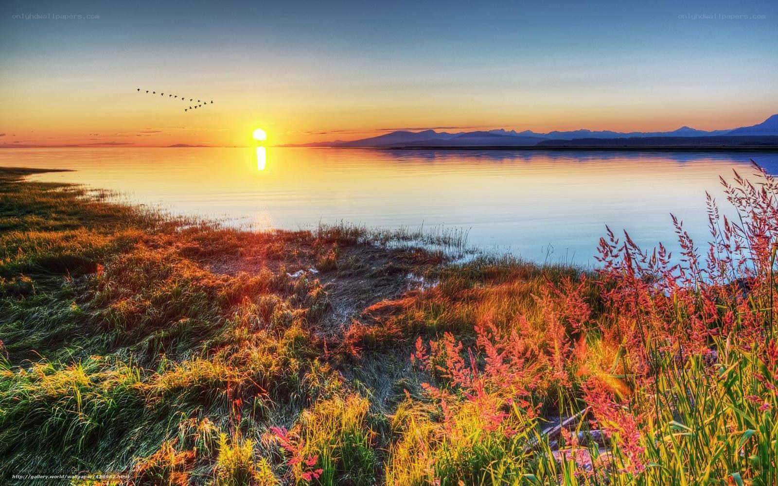 Sunset over a tranquil lake