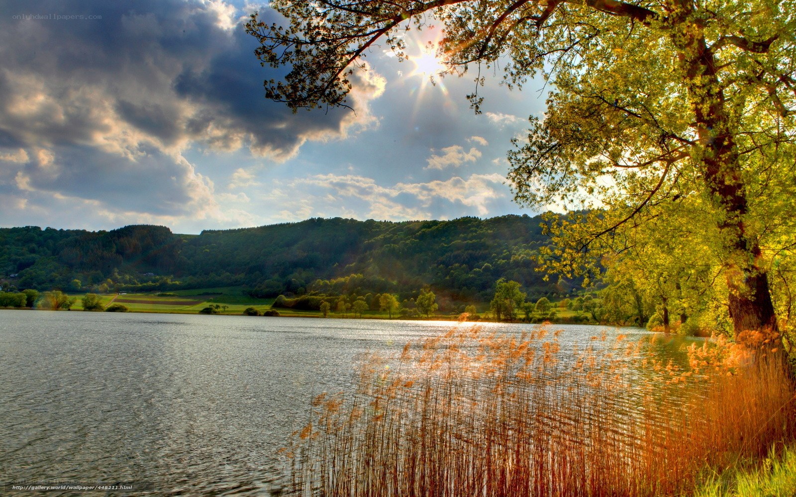 Sunset over a tranquil lake