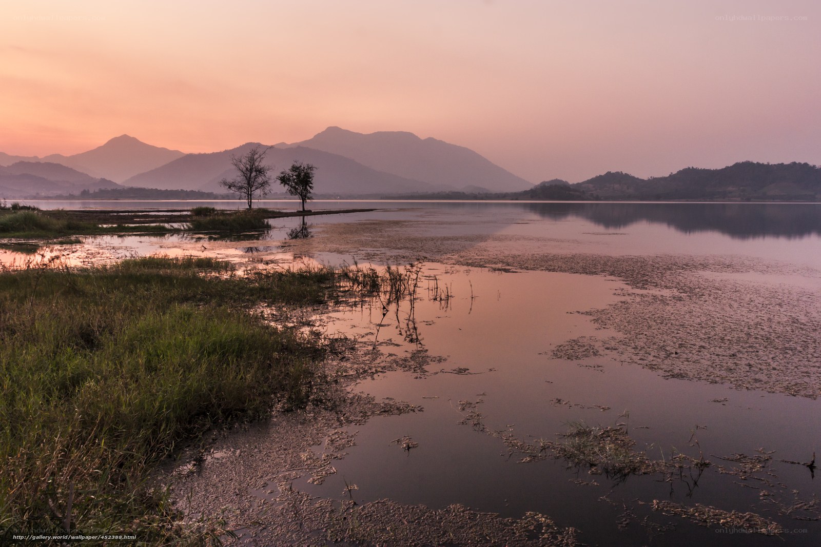 Sunset over a tranquil lake