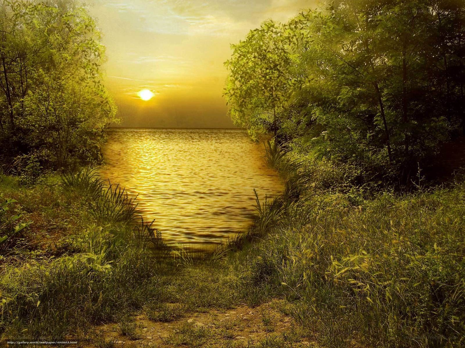 Sunset over a tranquil lake