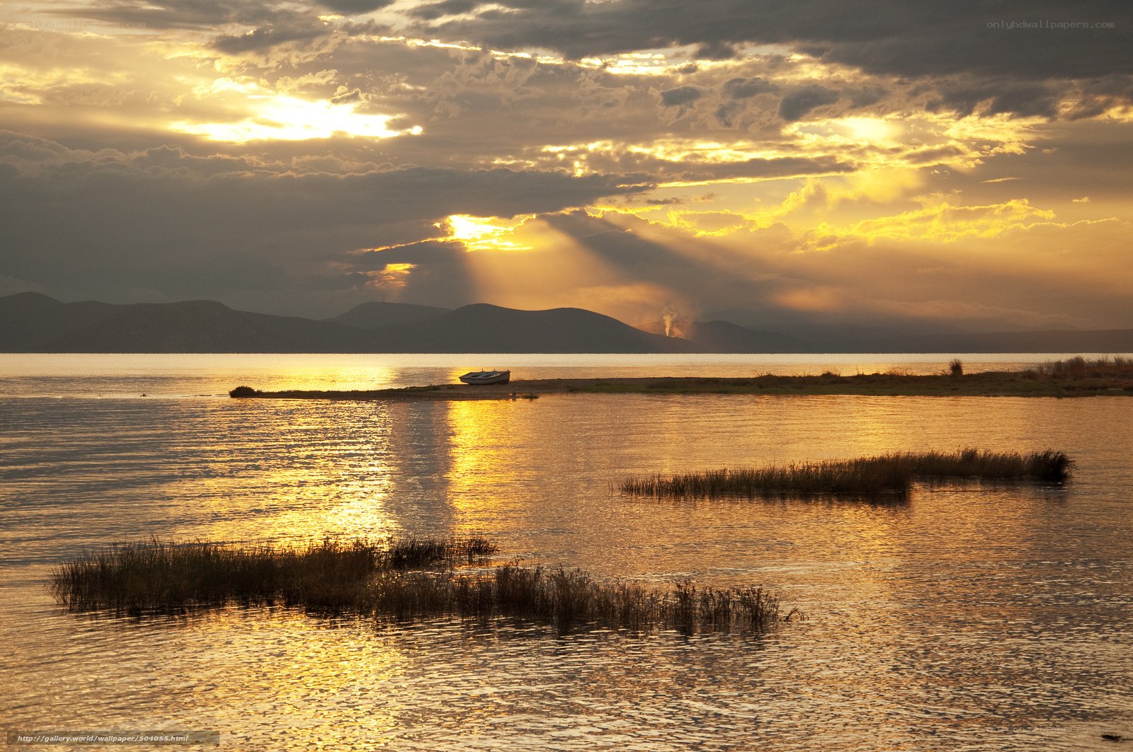 Sunset over a tranquil lake
