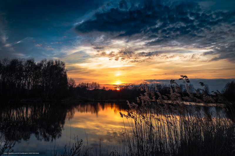 Sunset over a tranquil lake