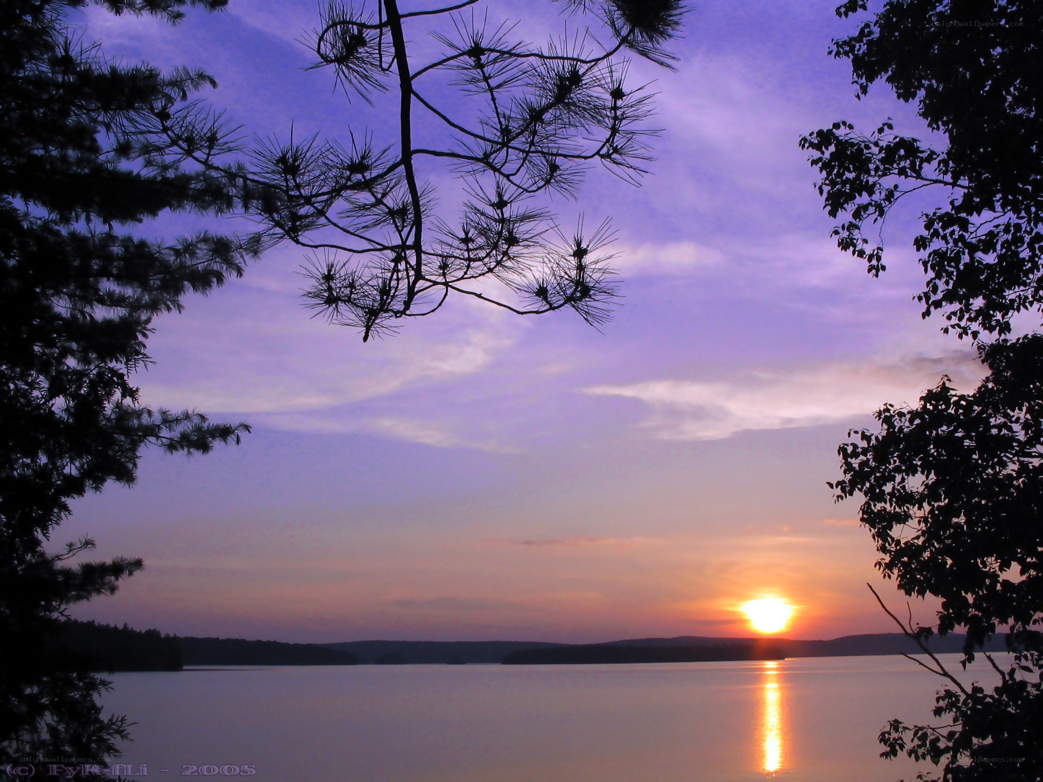 Sunset over a tranquil lake