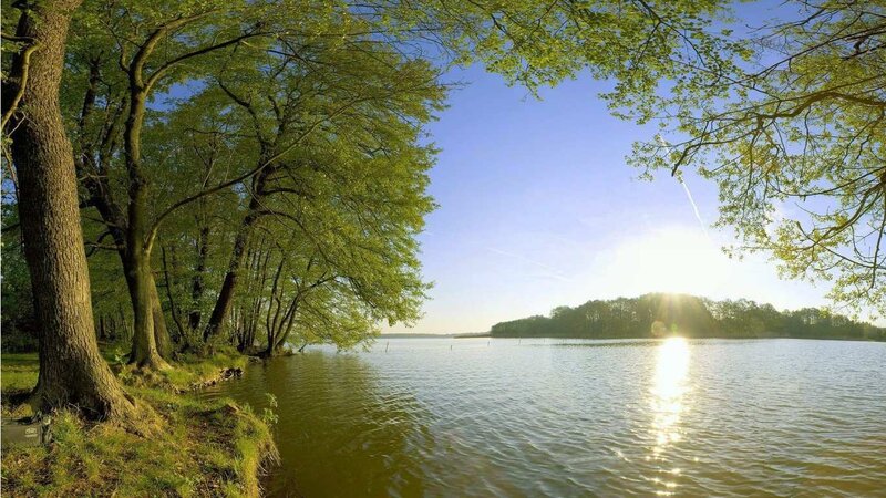 Sunset over a tranquil lake