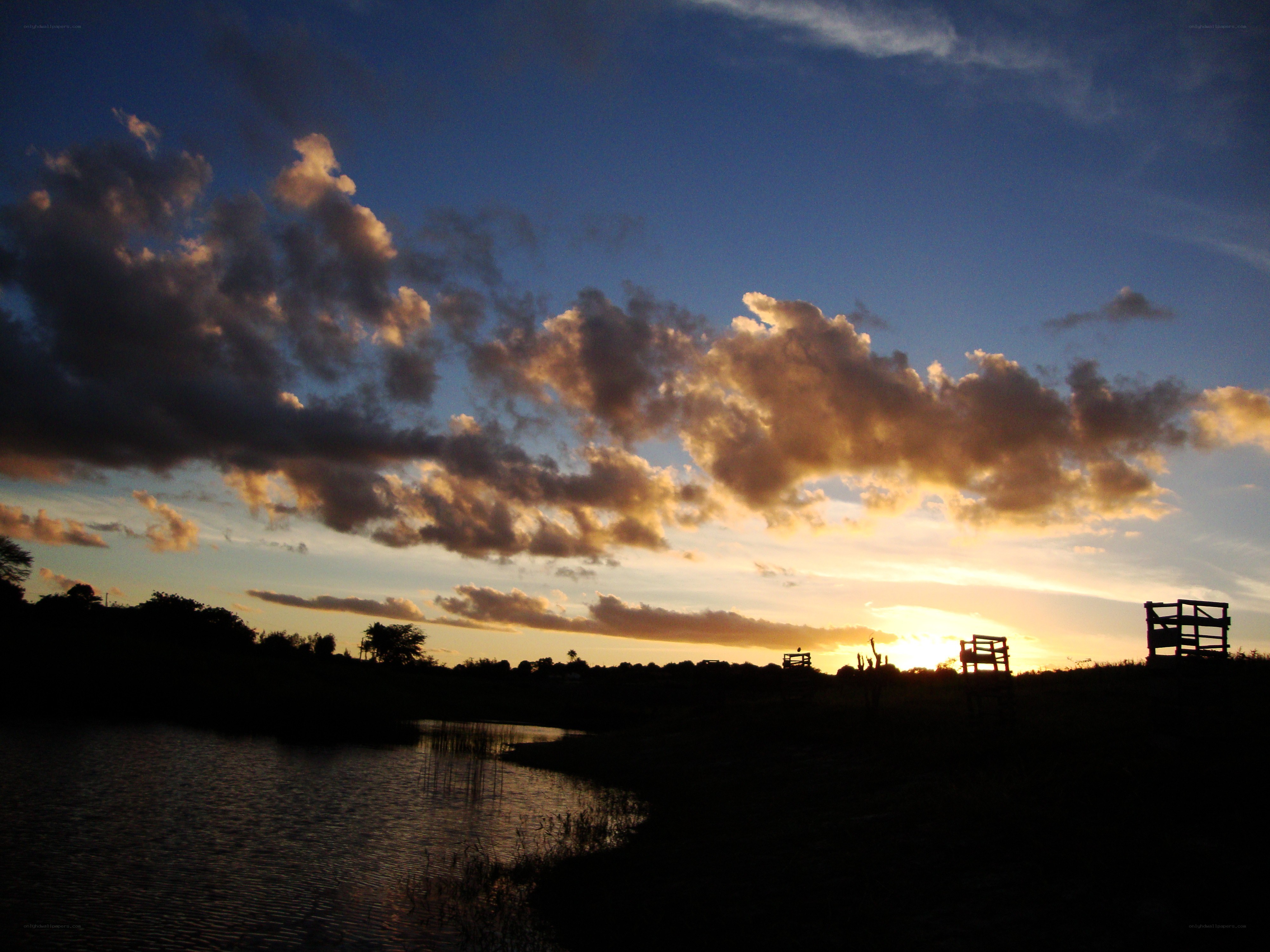 Sunset over a tranquil pond