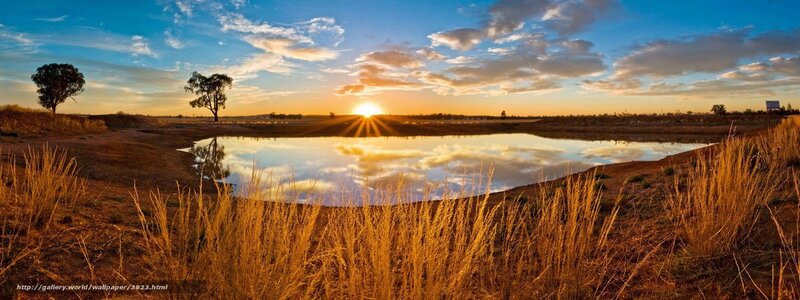 Sunset over a tranquil pond