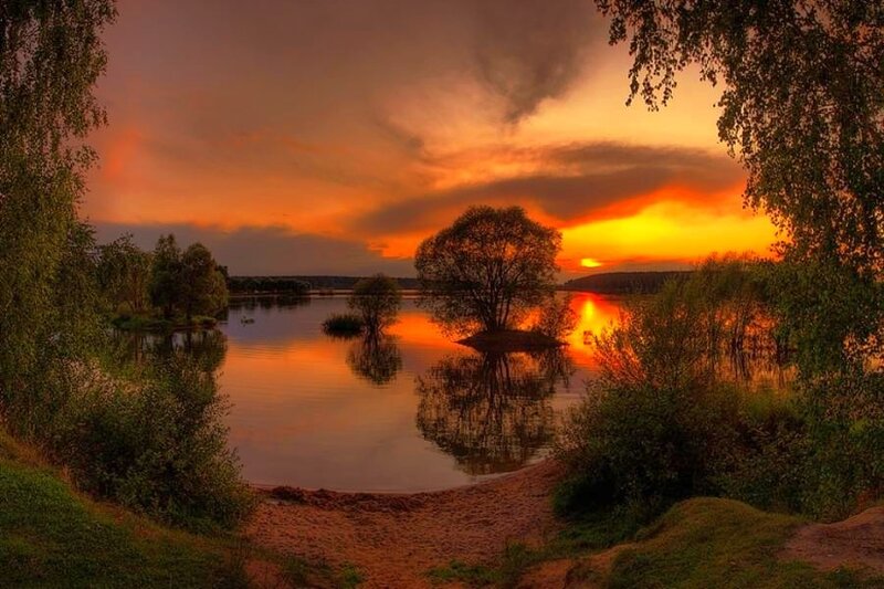 Sunset over a tranquil river