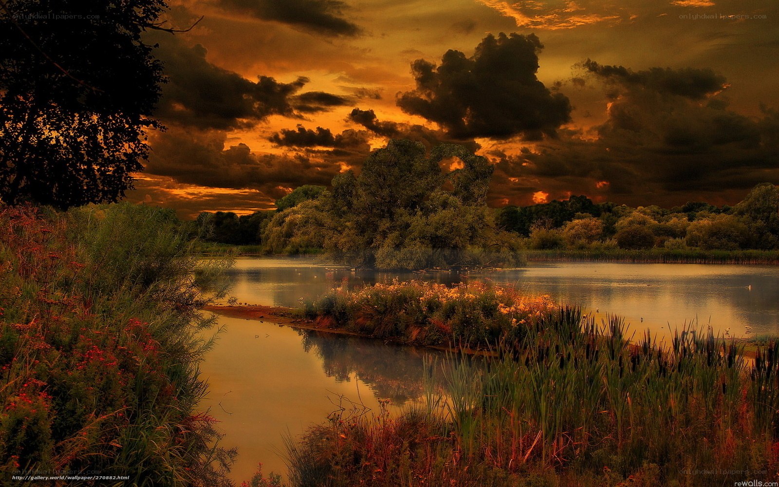 Sunset over a tranquil river