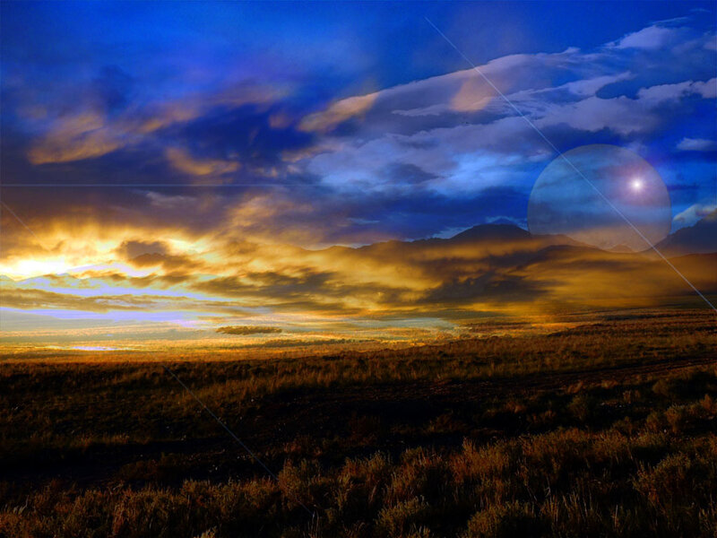 Sunset over a vast plain