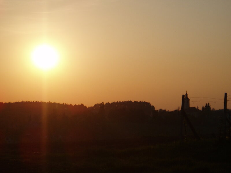 Sunset over a Village — Orange