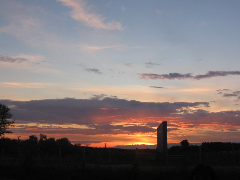 sunset over a vineyard