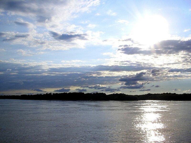 Sunset over a wide river