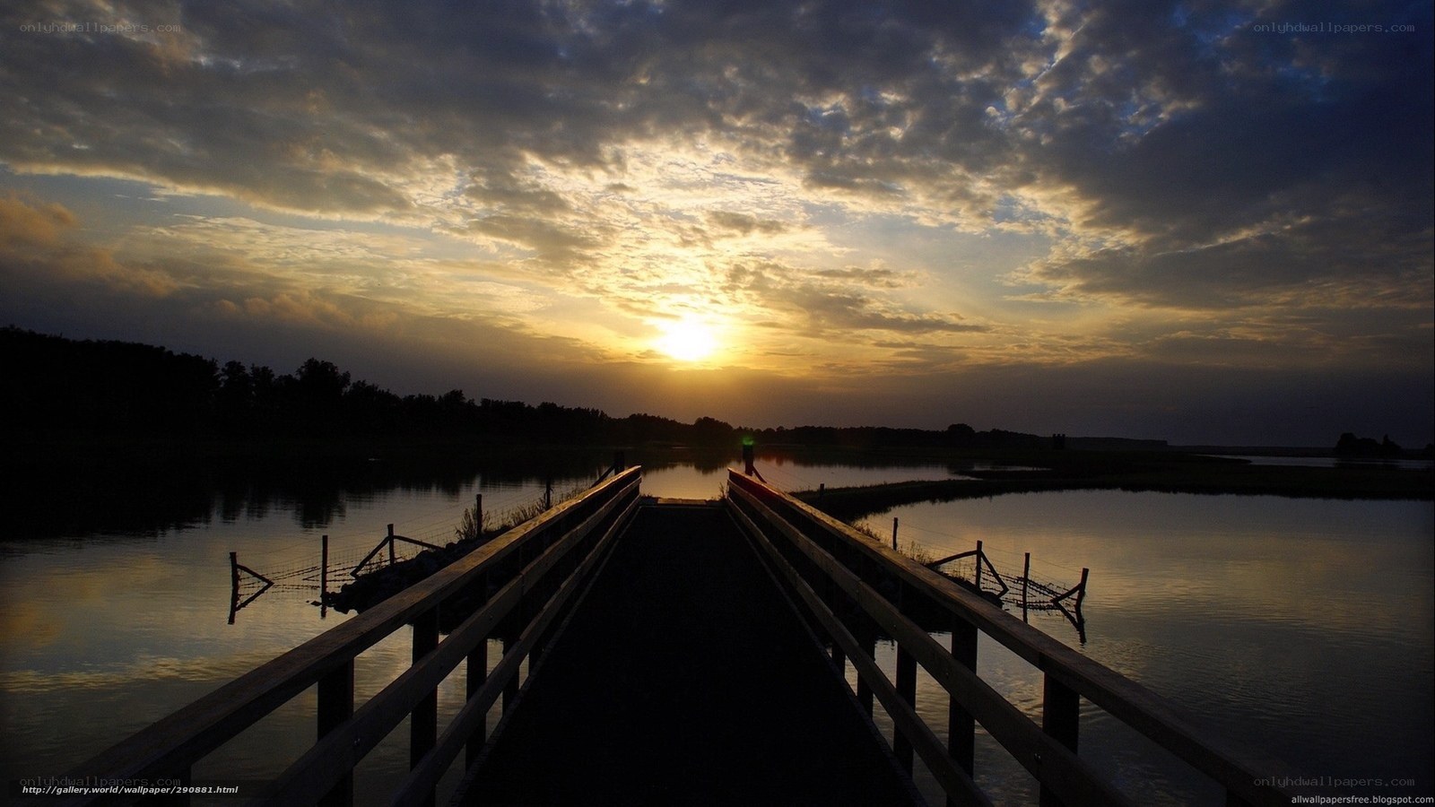 Sunset over a wooden pier