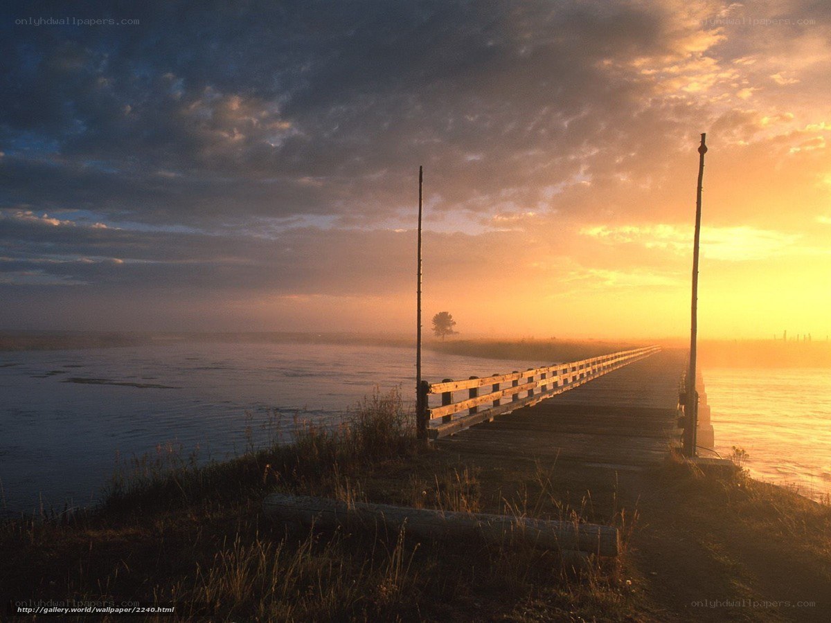 Sunset over a wooden pier
